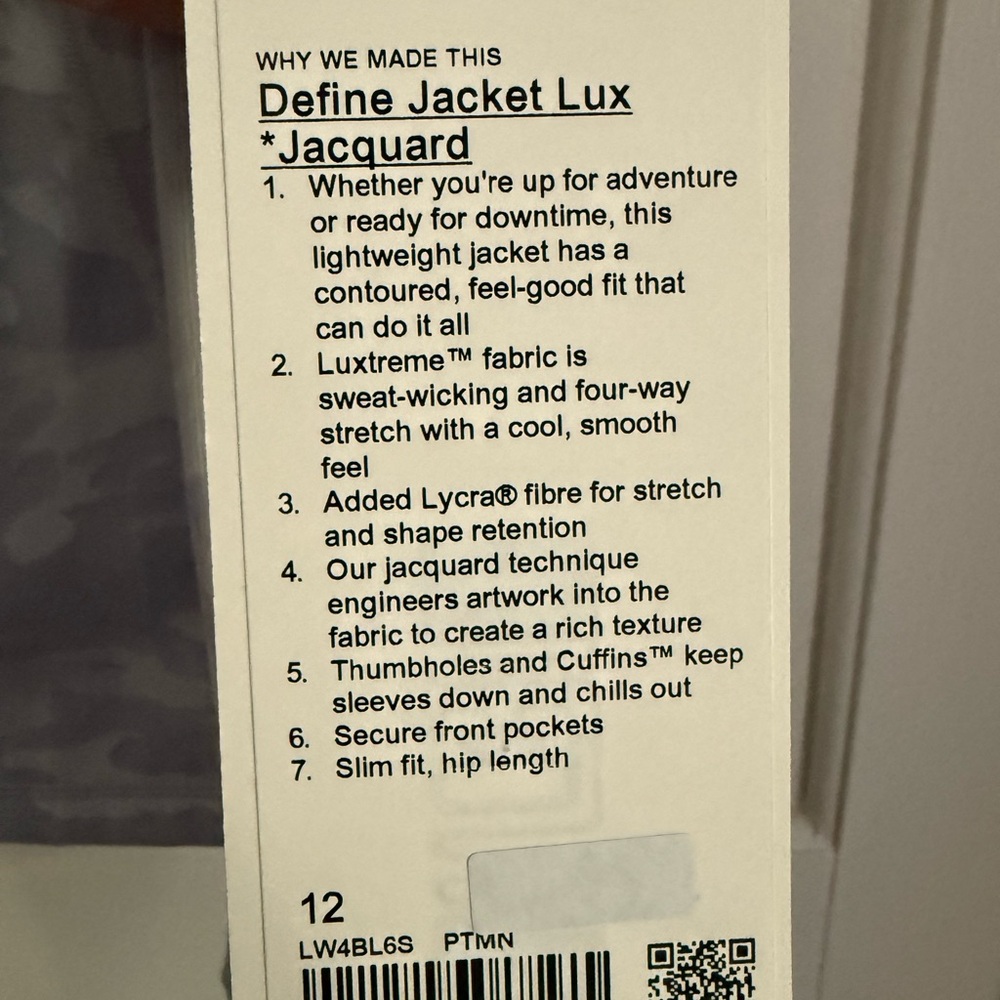 Lululemon Athletica Women's Gray Camouflage Define Jacket Lux Jacquard - Picture 6 of 7